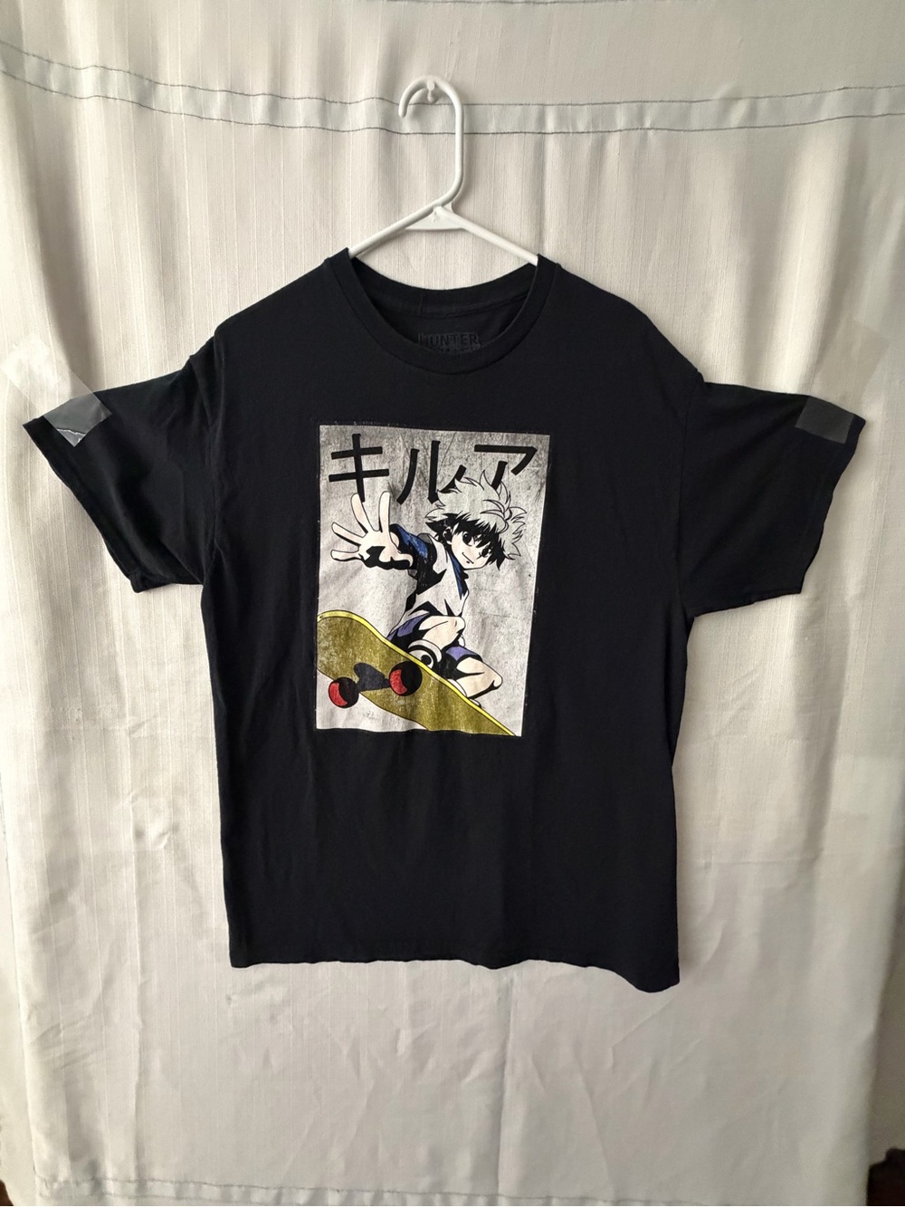 Hunter x Hunter Killua Skateboard Men’s size L Graphic T-Shirt Black(A631)